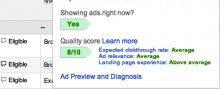 Google Keyword Quality Score Analysis Tool