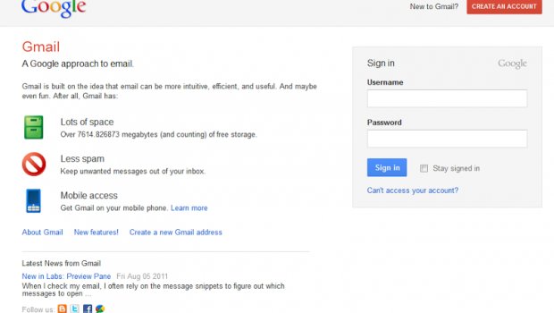 AdWords sign in page