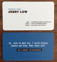 This is my name card. You can do one too - even you don't have a company name to print on it.